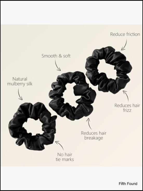 19 Momme Mulberry Silk Hair Scrunchies, Gentle Elastic Ponytail Holders, 3 Pack